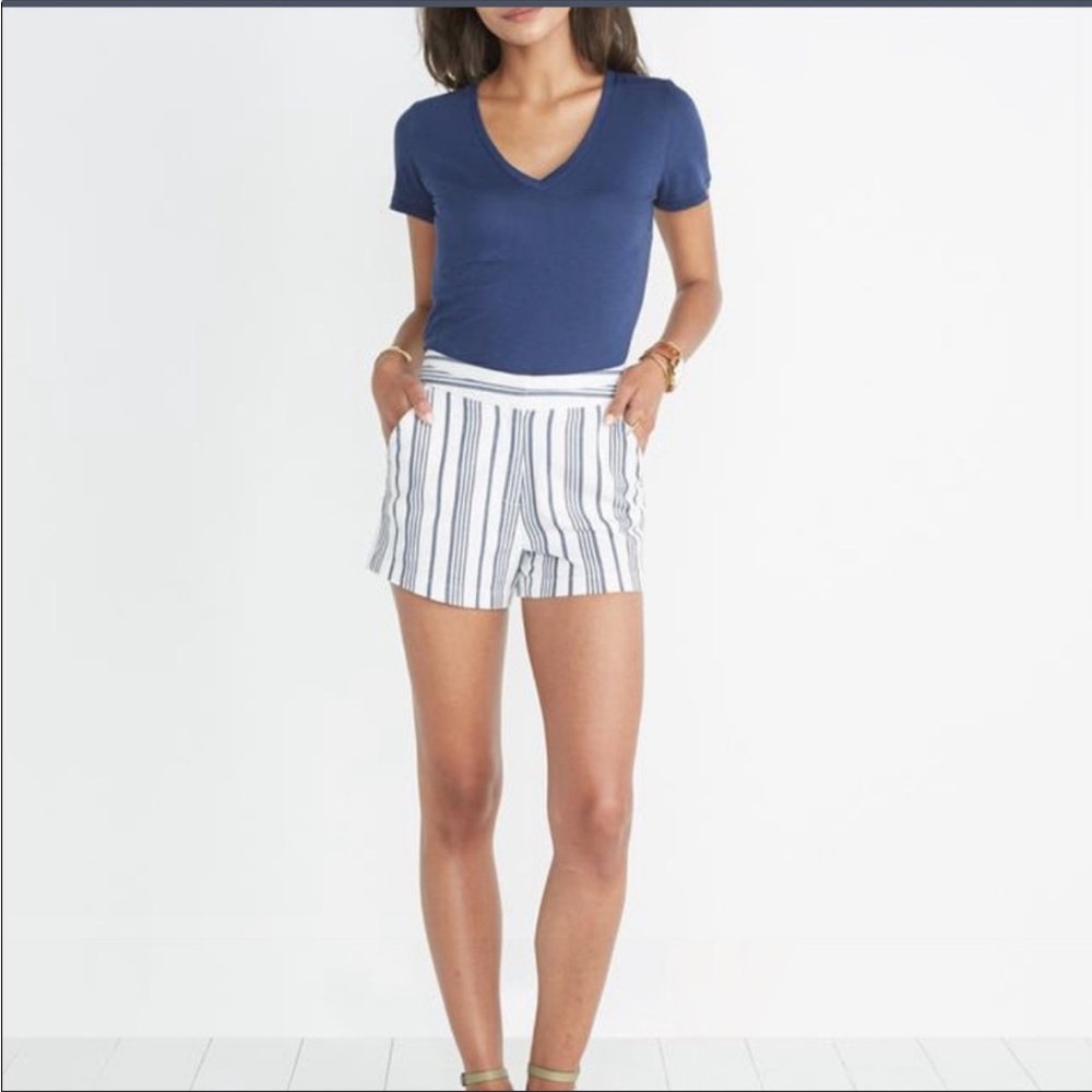 Marine Layer White & Navy Striped High Waist Women's Shorts
